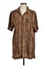 Volcom 100% Viscose Animal Print Brown Short Sleeve Blouse Size L - photo 1