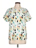 Van Heusen 100% Polyester Color Block Teal Short Sleeve Blouse Size L - photo 1