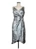 Worthington 100% Polyester Metallic Silver Cocktail Dress Size M - photo 1
