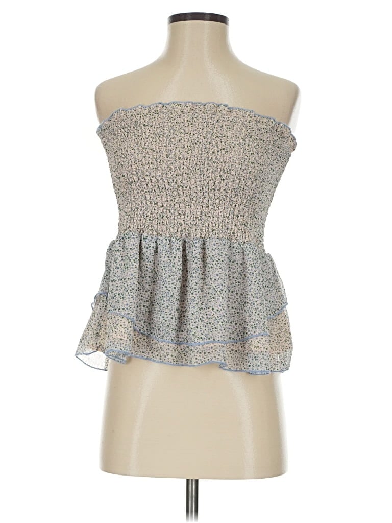 Pre-owned Storia Tube Top Silver Strapless Neckline Tops