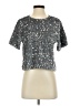 Steve Madden 100% Polyester Metallic Silver Short Sleeve Top Size S - photo 1