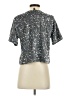 Steve Madden 100% Polyester Metallic Silver Short Sleeve Top Size S - photo 2