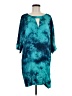 Three Dots 100% Silk Tie-dye Teal Casual Dress Size M - photo 1