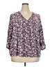 Fun2Fun 100% Rayon Floral Gray 3/4 Sleeve Blouse Size 3X - photo 1