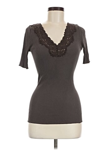 BCBGMAXAZRIA Short Sleeve Silk Top (view 1)