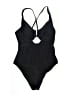 Unbranded Solid Black One Piece Swimsuit Size L - photo 1