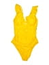 Cupshe Solid Yellow One Piece Swimsuit Size L - photo 1