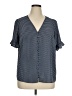 CeCe Polka Dots Blue Short Sleeve Blouse Size 1X - photo 1