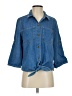 BCBGMAXAZRIA Blue 3/4 Sleeve Button-Down Shirt Size S - photo 1