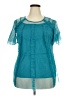 Lane Bryant 100% Polyester Teal Short Sleeve Blouse Size 18 - 20 Plus - photo 1