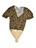 WAYF 100% Polyester Animal Print Gold Short Sleeve Blouse Size S - photo 1