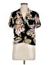 Volcom 100% Viscose Floral Black Short Sleeve Blouse Size 8 - photo 1