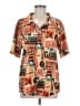 Assorted Brands 100% Polyester Print Orange Short Sleeve Blouse Size M - photo 1