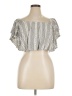 Angie 100% Rayon Silver Short Sleeve Blouse Size L - photo 1