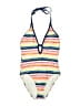 Splendid 100% Polyester Stripes Blue One Piece Swimsuit Size M - photo 1