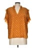 Point Sur 100% Polyester Polka Dots Orange Short Sleeve Blouse Size L - photo 1