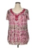 Sara Michelle 100% Polyester Pink Short Sleeve Blouse Size 1X - photo 1
