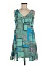 Pink Owl 100% Polyester Graphic Teal Casual Dress Size M - photo 1