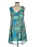 Pink Owl 100% Polyester Graphic Teal Casual Dress Size M - photo 2