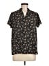 Monday Fun Floral Black Short Sleeve Blouse Size M - photo 1