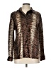 Fred David 100% Polyester Animal Print Brown Long Sleeve Blouse Size 12 - photo 1