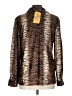 Fred David 100% Polyester Animal Print Brown Long Sleeve Blouse Size 12 - photo 2
