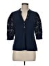 Veronica Beard Blue 3/4 Sleeve Button-Down Shirt Size M - photo 1