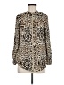 G by GUESS 100% Polyester Animal Print Gold Long Sleeve Blouse Size M - photo 1