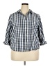 Talbots 100% Cotton Checkered-gingham Blue 3/4 Sleeve Button-Down Shirt Size 18 - photo 1
