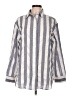 LE BOP Stripes Silver 3/4 Sleeve Button-Down Shirt Size L - photo 1