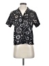 Romwe 100% Polyester Print Black Short Sleeve Blouse Size 4 - photo 1