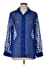 Notations 100% Polyester Polka Dots Blue Long Sleeve Blouse Size L - photo 1