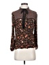 MNG Brown Long Sleeve Blouse Size 8 - photo 1