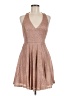 AaKaa 100% Polyester Metallic Tan Cocktail Dress Size M - photo 1