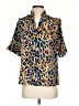 Jade Animal Print Blue Short Sleeve Blouse Size S - photo 1