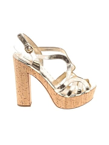 Prada Metallic Leather Platform Sandals (view 1)