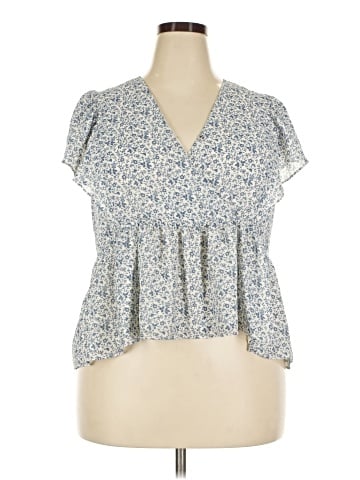 Madewell Georgette Ruffle-Sleeve Peplum Top in Americana Floral (view 1)
