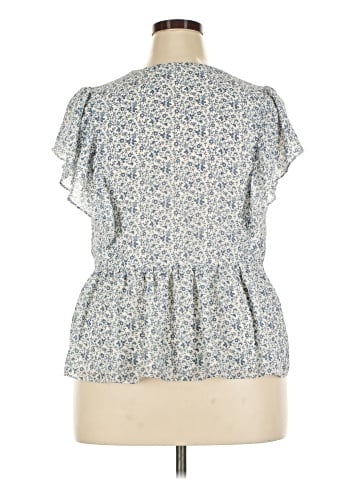 Madewell Georgette Ruffle-Sleeve Peplum Top in Americana Floral (view 2)