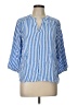 St. John's Bay 100% Rayon Stripes Blue 3/4 Sleeve Blouse Size L - photo 1