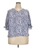Well Worn 100% Recycled Polyester Blue 3/4 Sleeve Blouse Size XXL - photo 1