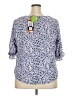 Well Worn 100% Recycled Polyester Blue 3/4 Sleeve Blouse Size XXL - photo 2