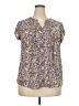 Fun2Fun 100% Polyester Floral Purple Short Sleeve Blouse Size XXL - photo 1