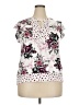 Les Serein Floral White Short Sleeve Blouse Size XXL - photo 1