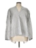 Theory Stripes Silver Long Sleeve Blouse Size L - photo 1