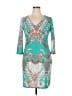 Touch Express Print Teal Cocktail Dress Size XL - photo 1