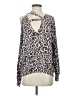 LNA Animal Print Pink Silver Long Sleeve Blouse Size S - photo 1
