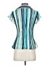 Sunny Leigh 100% Polyester Stripes Teal Short Sleeve Blouse Size S - photo 2