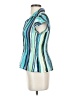 Sunny Leigh 100% Polyester Stripes Teal Short Sleeve Blouse Size S - photo 5