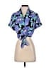 Unique Vintage 100% Polyester Blue Short Sleeve Blouse Size S - photo 1