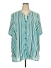 Catherines Stripes Teal Short Sleeve Blouse Size 3X - photo 1